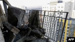 A view shows a damaged apartment building in a residential complex following a drone attack in the village of Sapronovo in the Moscow region on March 11, 2025.