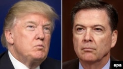 A combo photo of U.S. President Donald Trump (left) and former FBI Director James Comey