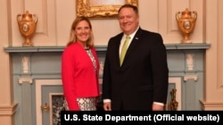 U.S. Undersecretary of State Andrea Thompson (left) and U.S. Secretary of State Mike Pompeo (file photo)