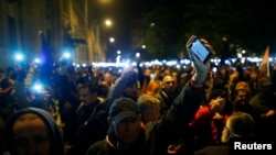 In Budapest on October 28, about 100,000 people protested a proposed Internet tax.