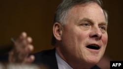 Senate Select Intelligence Committee chairman, Senator Richard Burr, questions witnesses during a hearing on Russia's alleged interference in the U.S. presidential election.