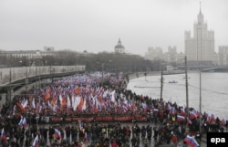 Борис Немцовты еске алу шеруі. Мәскеу, 1 наурыз 2015 жыл.