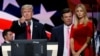 Then-Republican presidential nominee Donald Trump gives a thumbs-up as his then-campaign manager, Paul Manafort (center), and daughter Ivanka look on at the Republican National Convention in Cleveland on July 21. 