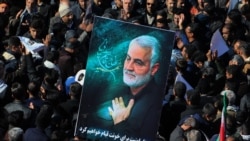 Iranian mourners at the funeral procession for Qasem Soleimani.