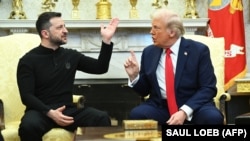 Ukrainian President Volodymyr Zelenskyy and U.S. President Donald Trump during a meeting at the White House on February 28. 