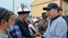 Kyrgyz President Sadyr Japarov meets with locals in affected villages in Batken Province on May 6.