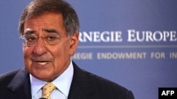 U.S. Secretary of Defense Leon Panetta speaking to the Carnegie Europe organization in Brussels.