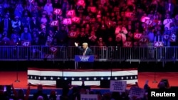 U.S. President-elect Donald Trump speaks during a rally in Washington on January 19.